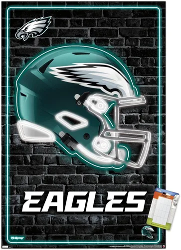 Vista 11 de NFL Philadelphia Eagles - Póster de pared con casco neón 23, 34 pulgadas de largo x 22.4 pulgadas de ancho, versión premium sin marco