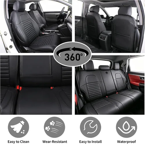 Vista 3 de EKR Juego completo de fundas de asiento de coche para Honda CRV 2017-2022 Negro