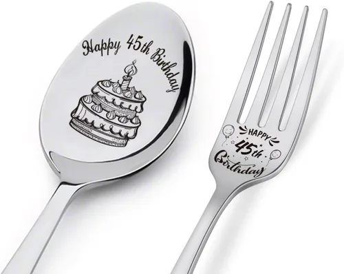 Vista 17 de Cuchara y tenedor de feliz cumpleaños número 30, regalos de cumpleaños personalizados para hijo, hija, hermana, hermano, novio, novia, marido