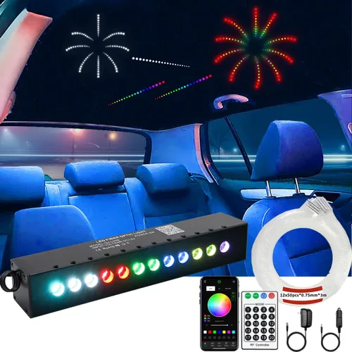 Vista 9 de AZIMOM RGB 12LED Kits de estrella fugaz con diseño de meteoritos, 96 piezas, 0.04 pulgadas, 9.8 pies, kits de fibra óptica de estrella fugaz
