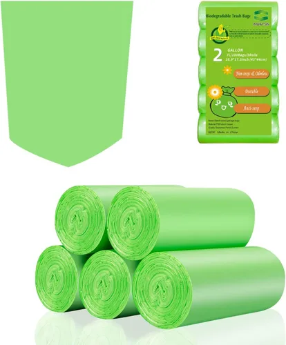Vista 11 de Inwaysin - Mini bolsas de basura de 1.2 galones, bolsas de basura pequeñas, 6 litros, 100 bolsas, verde transparente