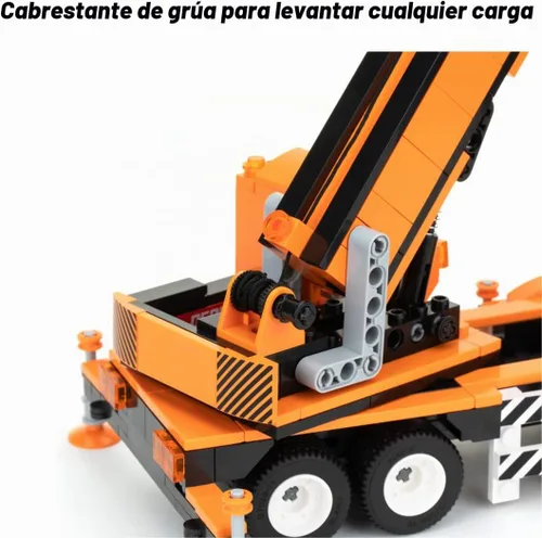 Vista 5 de Block Builder Juego de bloques de construcción de grúa móvil (475 piezas) y grúa torre de construcción. ¡Dos kits de construcción en un juego!