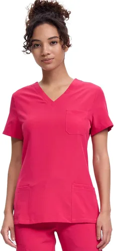 Vista 29 de floralhue Uniformes médicos para mujeres, blusas de uniforme médico suaves con cuello en V, uniforme médico elástico con 4 bolsillos, transpirable