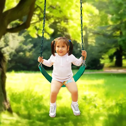Vista 6 de Juego de columpio para niños pequeños para exteriores - Asiento de respaldo alto con cubo completo con 4 correas colgantes y ganchos para niños