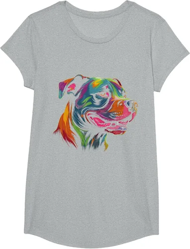 Vista 82 de Pit Bull Mom Dog Lover Colorido Artistic Pitbull Owner - Camiseta para mujer, Negro