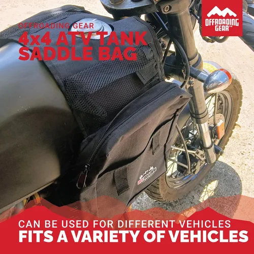 Vista 8 de Offroading Gear Bolsa de sillín trasera y delantera impermeable 4x4 Con dos compartimentos Ideal para ATV UTV Moto Quad Motocicleta Etc.