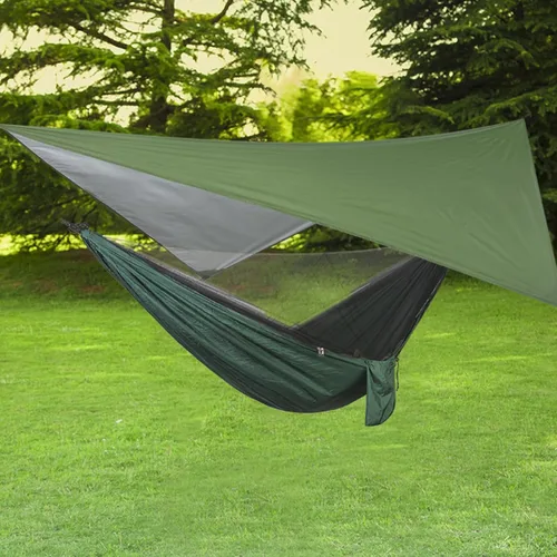 Vista 6 de Azarxis Hamaca de lona para camping, mosca de lluvia, toldo impermeable para tienda de campaña, toldo de tela para picnic para senderismo al aire