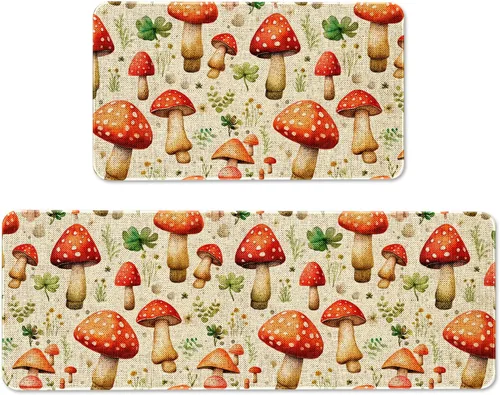 Vista 14 de Mloabuc® Tapete decorativo de flores, tapetes de cocina de arpillera de arpillera para mujer, accesorios de cocina para exteriores, 17 x 30 pulgadas