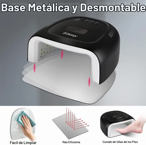 Vista 5 de Linssy - Lámpara de uñas UV inalámbrica, luz UV de 60 W para uñas de gel 4 Time Settings, Rechargeable Nail Lamp with 42 Beads to Faster