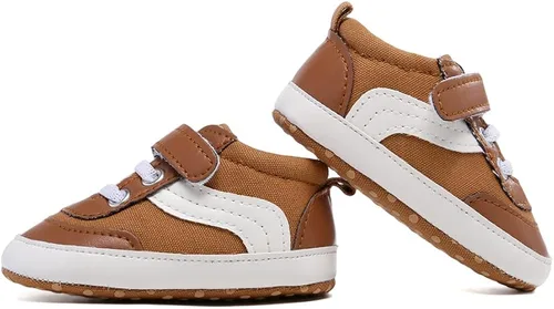 Vista 7 de SABATUTU Tenis de lona para bebés niños y niñas, suela suave, antideslizantes, ligeros, para recién nacidos, para primeros pasos, para cuna de 0 a
