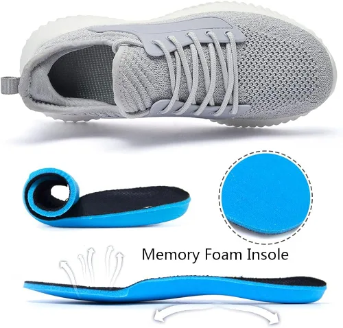 Vista 4 de Akk - Zapatos deportivos para caminar para mujer tenis casuales sin cordones con espuma viscoelástica para el trabajo interiores exteriores gimnasio