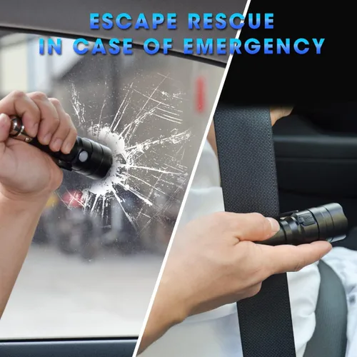 Vista 4 de Linterna pequeña recargable con encendedor de cigarrillos de coche de 12 voltios y USB C para vehículos de emergencia, herramienta de escape