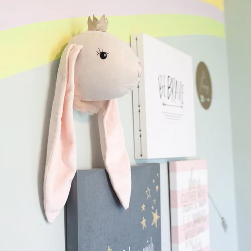 Vista 7 de MON AMI Cabeza de Animal de Peluche Conejito Princesa Soporte de Pared - 7", Elegante Soporte de Pared para Dormitorio Infantil, Decoración