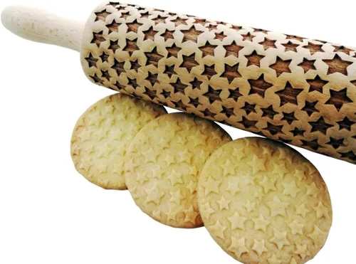 Vista 12 de Rodillo de amasar con relieve de ángeles navideños FELIZ NAVIDAD para decorar galletas de jengibre navideñas