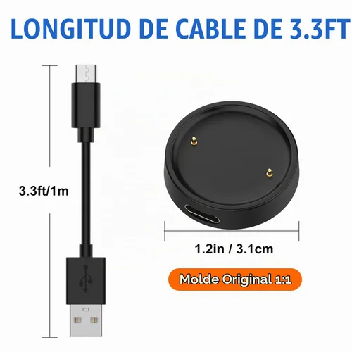 Vista 7 de Cable de carga Amazfit Bip 6, cable de carga de repuesto para Amazfit Bip 6, Active 2 SmartWatch de 3.3 pies (negro)