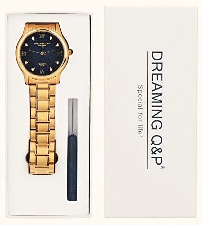 Vista 6 de Reloj pulsera IP chapado en oro, dial numérico romana de acero con estrás para hombre 003