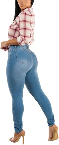 Vista 6 de Moda Xpress - Jeans ajustados con levantamiento de glúteos y cintura alta para mujer