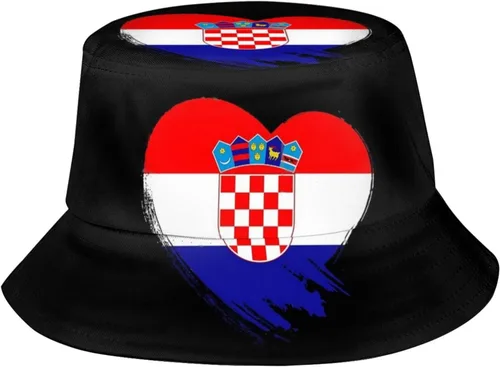 Vista 8 de Sombrero de pescador croata con bandera de Croacia, gorra de pescador croata para exteriores para mujeres y hombres Bandera de Croacia-g006