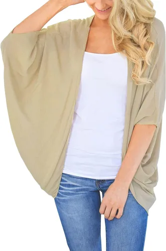 Vista 2 de PRETTODAY Cárdigan tipo kimono de gasa de verano para mujer manga murciélago chal transparente