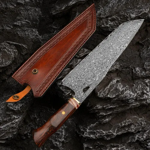 Vista 5 de Cuchillo de chef, cuchillo de cocina, 8.6 pulgadas de acero de Damasco VG10 con núcleo de acero, cuchillo de cocina, cuchillo de cocina de hierro