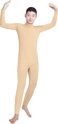 Vista 12 de Shinningstar Zentai Unitard - Body de manga larga con cuello alto y elastano para hombre Verde militar