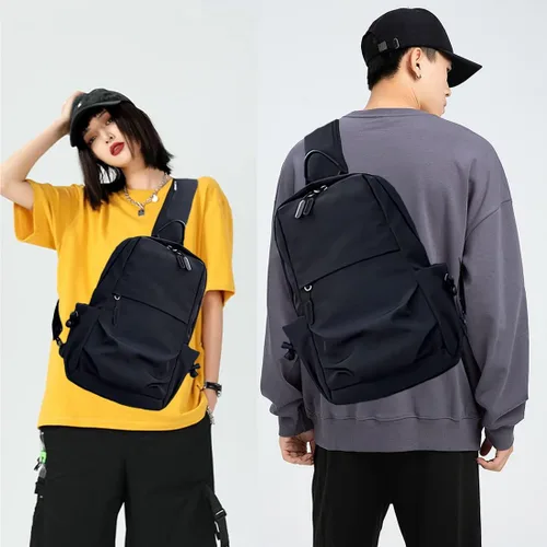 Vista 3 de Seoky Rop Bolso bandolera para hombre y mujer, ligero, resistente al agua, bolso cruzado para viajes, Negro -, Mochilas Sling