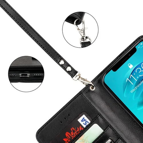 Vista 9 de Bocasal - Funda tipo cartera desmontable para iPhone 14 Pro, color negro