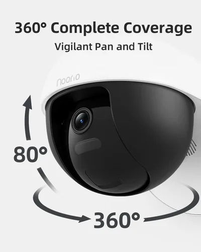 Vista 5 de Noorio Cámara de seguridad con cable 3K para exteriores, cámara de grabación de 5 GHz 5MP 24/7 para seguridad del hogar, con alertas de luz sonora