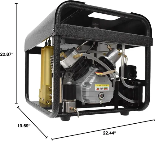 Vista 9 de TUXING Compresor de aire PCP de 4500 psi de doble cilindro, parada automática y purga automática, compresor PCP de buceo de alta presión, separador