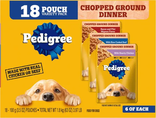 Vista 15 de Pedigree - Bolsa de comida húmeda para perros, carne de res y tocino, 3.5 onzas, 16
