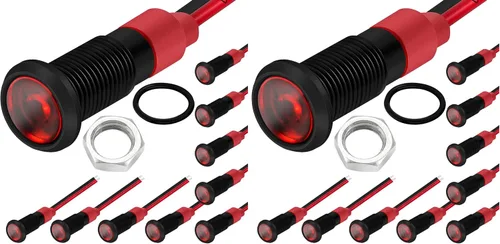 Vista 13 de DaierTek Luz Indicadora LED de 1/4" 12 Voltios 6mm 12V Lámpara Piloto Roja IP67 Impermeable Material de Aluminio Metal Bisel Negro Marino con Cables