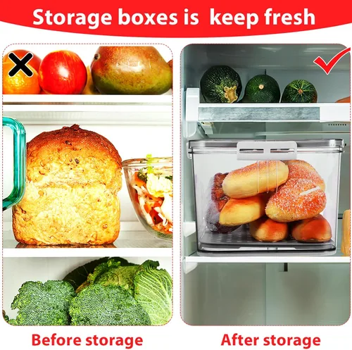 Vista 8 de Hemoton Contenedor de alimentos frescos con temporizador, caja de almacenamiento de alimentos transparente para frutas y panes, organizador de gran