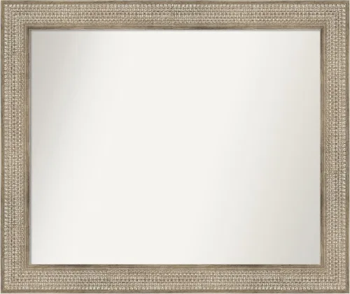Vista 153 de Amanti Art Espejo de baño plateado para sobre fregadero, 26 x 26 pulgadas, espejo cuadrado de níquel pulido, marco de madera tradicional mediano, se
