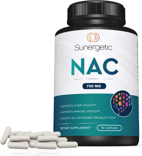 Vista 6 de Sunergetic Suplemento NAC premium N-acetil cisteína – 750 mg por cápsula – Apoya el hígado, la desintoxicación inmune, celular y respiratoria – 90 N