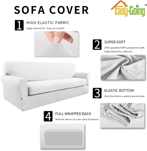Vista 4 de Easy-Going - Funda elástica de microfibra de 2 piezas para sofá, funda suave de elastano, lavable, parte inferior elástica, protector para muebles