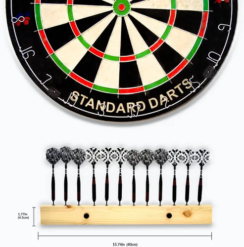 Vista 6 de DIMBOI Soporte de pared para dardos de madera, 4 juegos para un total de 12 dardos de punta suave, con marcador de línea de dardos