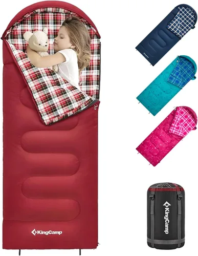 Vista 11 de KingCamp 45°F Kids Sleeping Bag, 100% Flannel Sleeping Bag for 10-12 Child