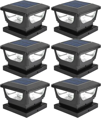 Vista 10 de Luces solares para postes de metal de 3 x 3 pulgadas y valla de vinilo de madera de 4 x 4, paquete de 2 – IP65 impermeable, brillante 120 lúmenes