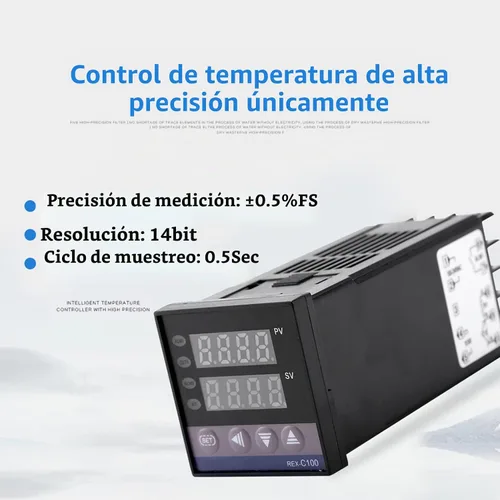 Vista 5 de Kit de controlador de temperatura PID LED REX-C100 con 40A SSR K Tipo Sensor de sonda AC 110V-240V 32.0 °F~2,372.0 °F Función de alarma para equipos