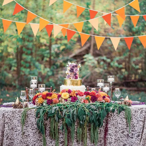 Vista 4 de Bandera triangular de tela de algodón para decoración de otoño, boda, cumpleaños, día de Acción de Gracias, hogar, guardería, jardín al aire libre