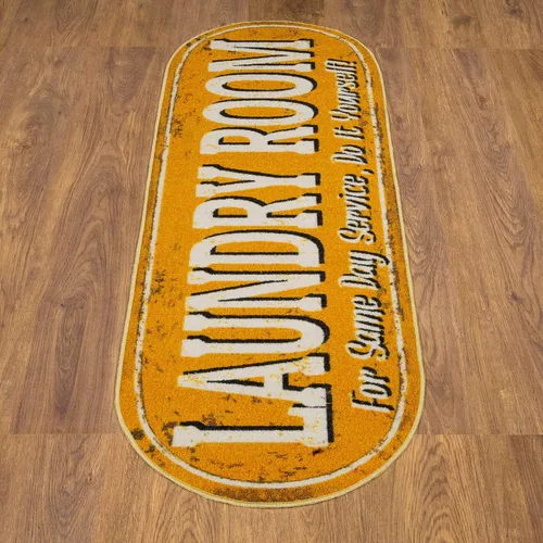 Vista 3 de Alfombra de diseño de texto para lavandería, antideslizante, de goma, lavable a máquina, 2 x 5, para lavandería, baño, lavadero, 20 x 59 pulgadas