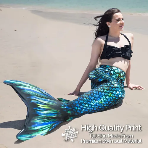 Vista 6 de Fin Fun Atlantis - Piel de cola de sirena resistente al desgaste para adultos y niños, inserción de monoaleta no incluida, tamaños para adultos