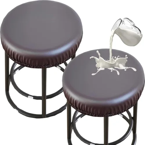 Vista 10 de HFCNMY Fundas para taburetes redondas, elásticas de poliuretano redondo, impermeables, fundas de asiento para taburetes de bar, fundas de asiento
