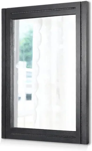 Vista 14 de AAZZKANG Espejo de pared rústico con marco de madera rectangular para colgar en casa de campo o baño, sala de estar o dormitorio decoración