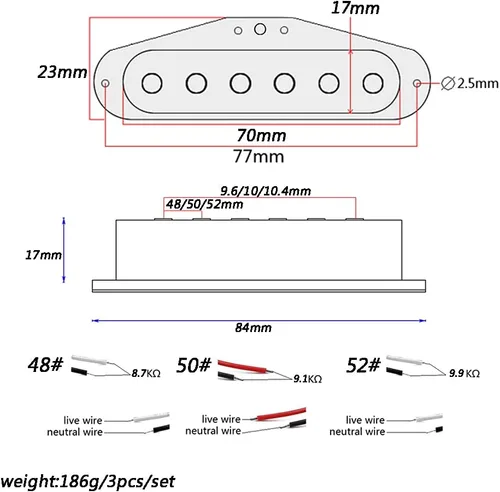 Vista 2 de Alnico 5 pastillas de guitarra, SSS Single Coil Pickups Guitar Neck/Middle/Bridge Pickup Cream para guitarra eléctrica Strat Squier (bronce)