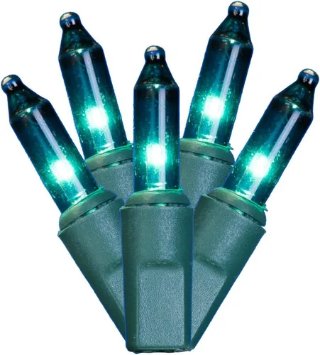 Vista 6 de Vickerman 100 mini luz azul en cable verde, 33' cadena de luz de Navidad