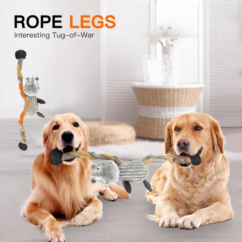 Vista 3 de Juguetes chirriantes para perros para aburrimiento y estimulación para masticadores agresivos, juguetes interactivos para perros grandes, juguetes