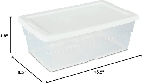 Vista 3 de Sterilite Caja de almacenamiento de 13.5 x 8.3 x 4.8 pulgadas, 6 cuartos de galón, transparente, paquete de 6