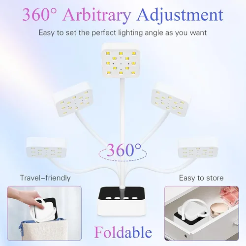 Vista 6 de Luz LED de uñas para uñas de gel - Mini lámpara de uñas de gel inalámbrica de 36 W, esmalte de curado flash, secadora de uñas con 4 veces y sensor