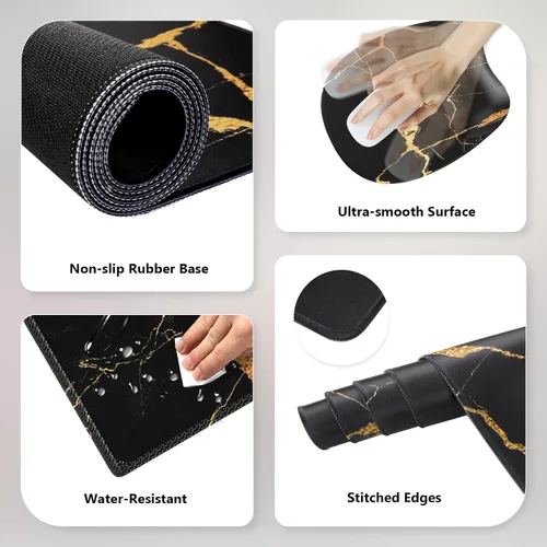 Vista 6 de [Usado] Alfombrilla de mouse Anyshock con soporte de muñeca, almohadilla de escritorio para teclado y mouse, alfombrilla de mouse negra, set de Un